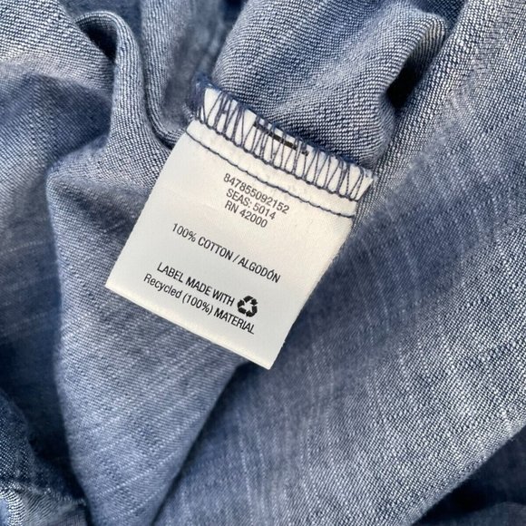 Attention Men Casual Shirt Button Up Blue Denim Long Sleeve Modern Fit Shirt Siz - Picture 8 of 9